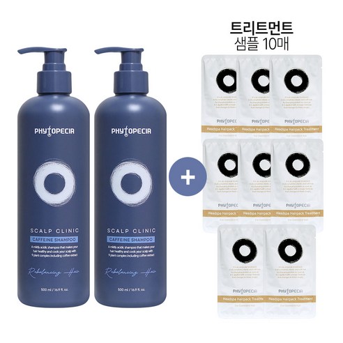 New 피토페시아 샴푸 두피클리닉 약산성 카페인 탈모완화기능성 샴푸, 2개, 500ml